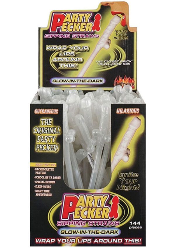 cock-shaped straws with crooked little balls that glow in the dark. They make great items for bachelorette parties