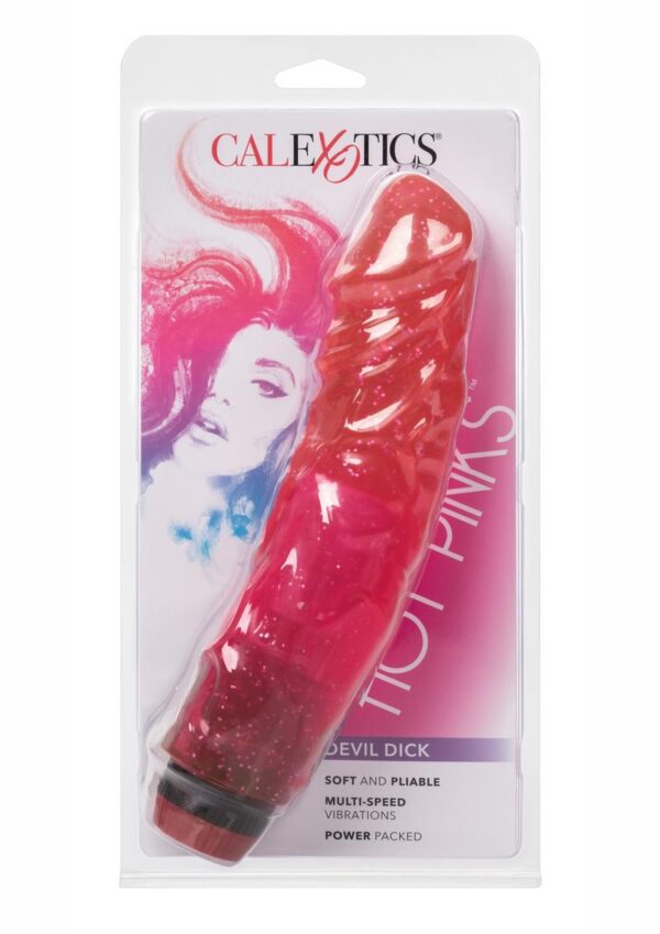 Hot Pinks Devil Dick Vibrating Dildo 8in - Pink - Image 2