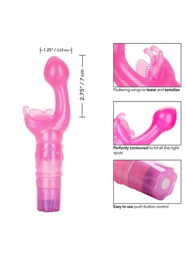 and a delicately shaped G-spot stimulator. EZ touch push button control. 2 AAA batteries.