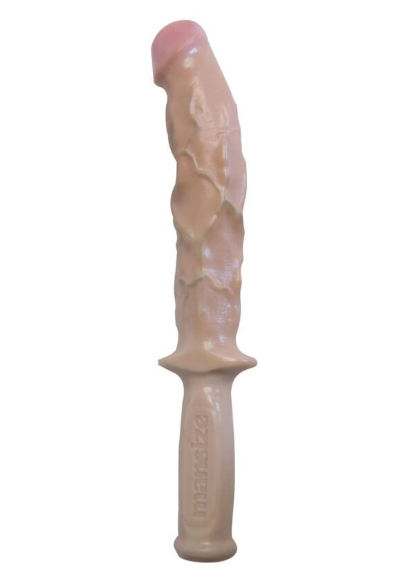 This impressively large realistic dildo has a highly textured veined surface