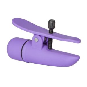 smooth and seamless Rubber-Cote vibrating nipple clamps. Fully adjustable for comfort and fit. Push button activation. Batteries included.
