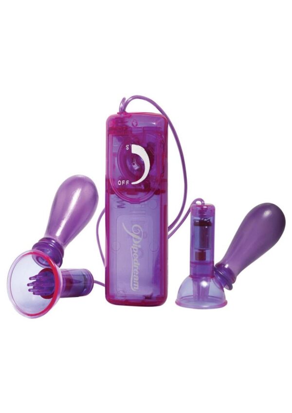 Pump up the passion and pump up your pleasure with these incredible Vibrating Nipple Pumps. This seductive suckers are lined with rows of super-soft ticklers that tease and titillate when the vibrations are turned on. Squeeze the pump balls to apply the pumps to your nipples