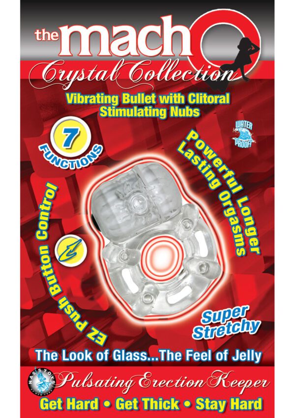 The MachO Crystal Collection Pulsating Erection Keeper Vibrating Cock Ring - Clear - Image 2