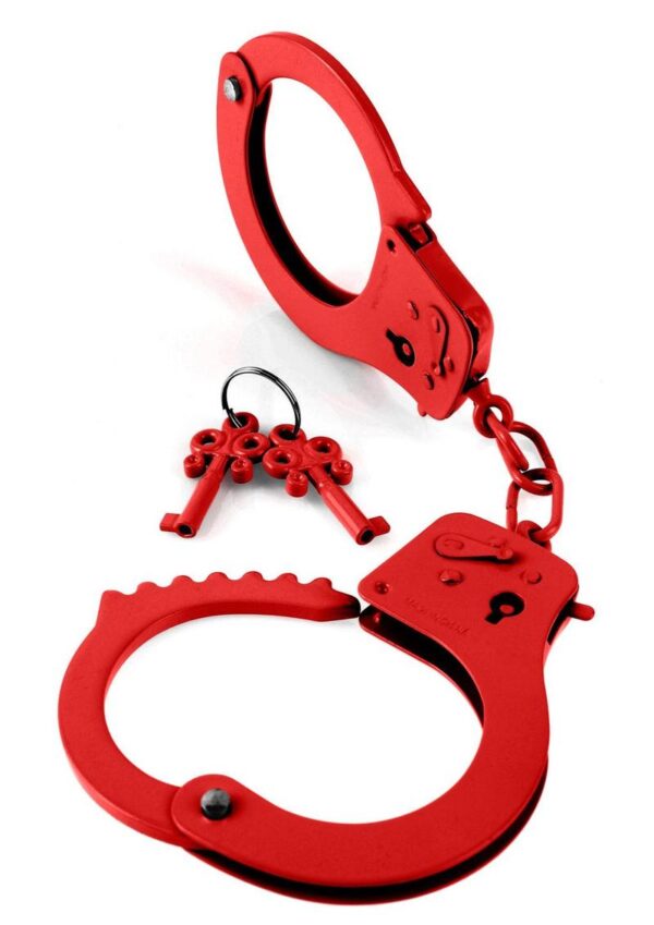 Give your lover a surprise when you bring out these hefty metal handcuffs. Give the yourself the power of dominance and see how your lover will respond - anticipation is everything! Have some fun tonight!