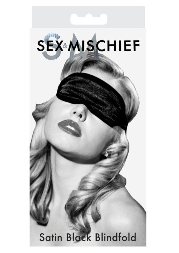 Sex and Mischief Satin Blindfold - Black - Image 2