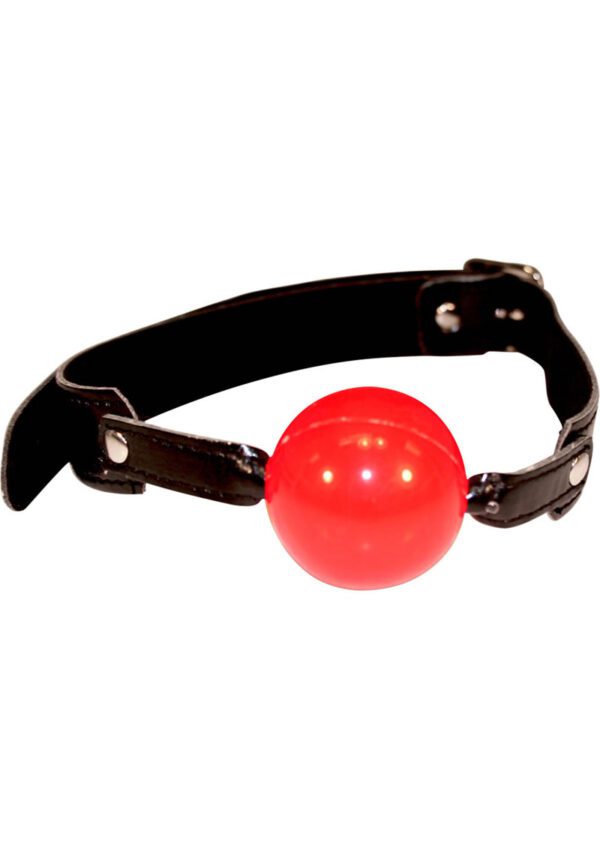 Soft red plastic ball 2 inches (5 cm.) in diameter with 26 inch (66 cm.) strap.