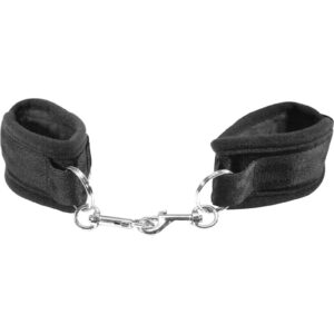 2 soft Velboa cuffs with easy-on easy-off closures