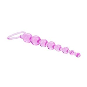 graduated pleasure beads with an EZ retrieval ring. Phthalate-free PVC. 8.25 x .75/ 21 cm x 2 cm.
