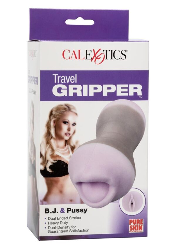 Travel Gripper Dual Density Stroker - Mouth and Pussy - Purple - Image 2