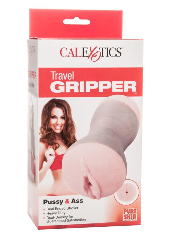 Travel Gripper Dual Density Stroker - Pussy and Ass - Pink - Image 2