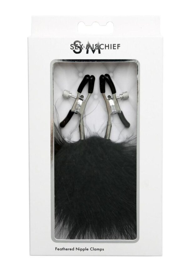 Sex and Mischief Feathered Nipple Clamps - Black - Image 2