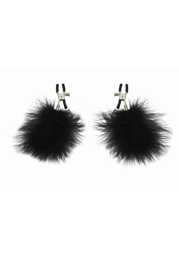 Sex and Mischief Feathered Nipple Clamps - Black - Image 3
