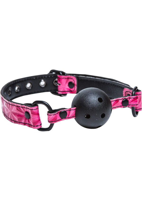 Adjustable ball gag and strap. Made of vinyl