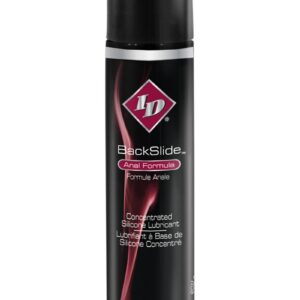 An attractive Backslide display!BackSlide is one of ID`s most creative formulas because it was made with a specific use in mind. We`ve spent two years developing BackSlide to create this uniquely blended formula to make every anal experience more comfortable and pleasurable. ID BackSlide`s special silicone-based formula includes clove extract and spilanthes extract
