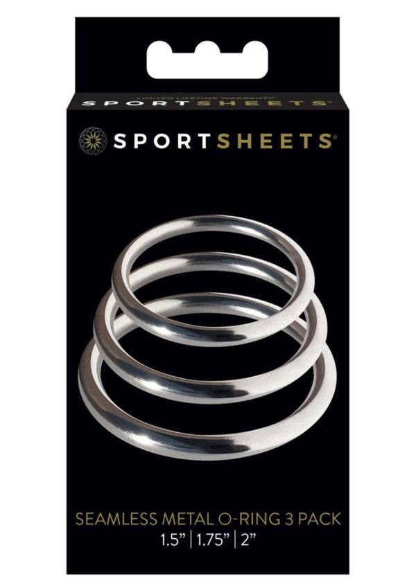 Sportsheets Metal O Ring Cock Ring (3 Pack) - Silver - Image 2