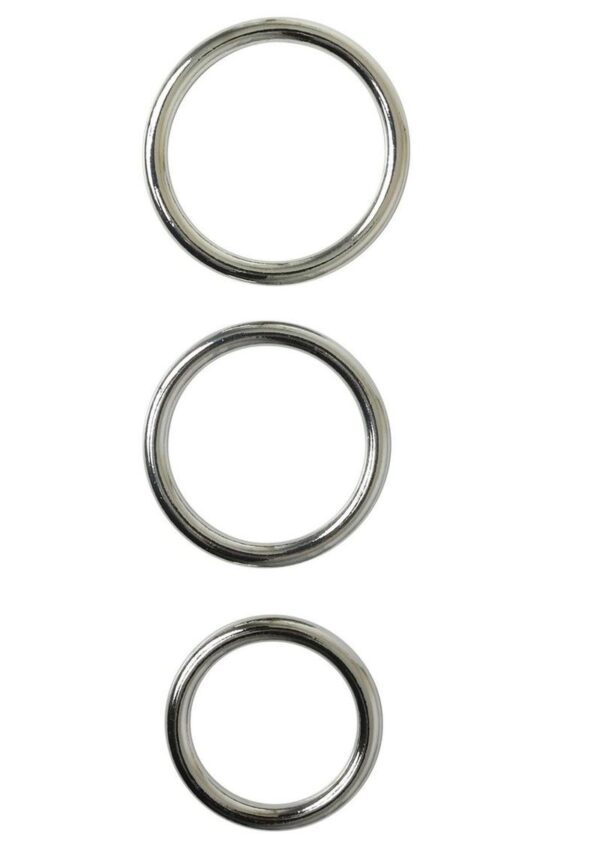 Sportsheets Metal O Ring Cock Ring (3 Pack) - Silver - Image 3