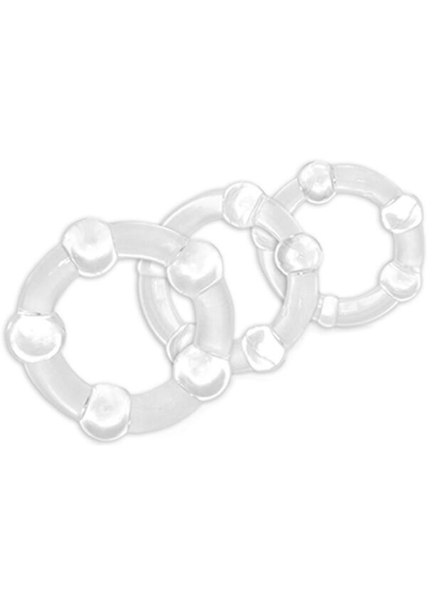 Perform like the stud you are! These Stay Hard Beaded Cock Rings come in 3 sizes
