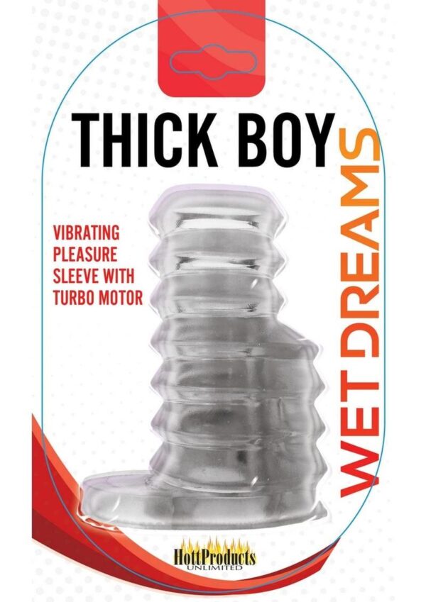Thick Boy Vibrating Pleasure Sleeve with Turbo Motor Waterproof - Clear - Image 2