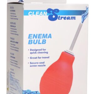 screw the nozzle tight and secure the seal. This Enema Bulb is perfect for travel and cleanup is a cinch. Designed for quick cleaning without the need for time-consuming set-up.Measurements: Bulb is approx. 4.25 inches long and 9.5 inches in circumference; Nozzle is 2.5 inches in able length.Material:andnbsp;Rubber and ABS PlasticColor:andnbsp;RedNote:andnbsp;Holds 8 oz of liquid.