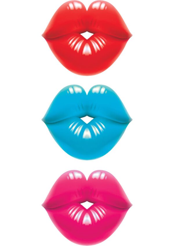 Pucker up and get ready to suck with the great tasting Dick Lips Edible Gummy Cock Rings! Made from great tasting fruity flavored Gummy candy...these great tasting stretchy Gummy Lips easily slide on to your member and create a delectable edible experience that you or your lover will not soon forget! STRAWBERRY - BLUEBERRY - CHERRY Features:  super stretchy fun one size fits all 3 great tasting flavors