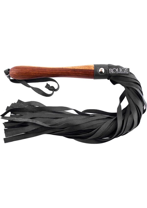 Rouge Wooden Handle Leather Flogger - Black - Image 2