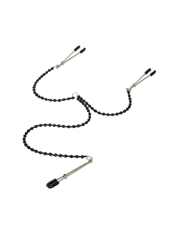 nickel-free Nickel-Free Iron (chains) Nickel-Free Iron and Nylon (clamps) Phthalate-Free PVC (pads) 2.75/7 cm (each clamp) 22.75/57.85 cm (overall length)
