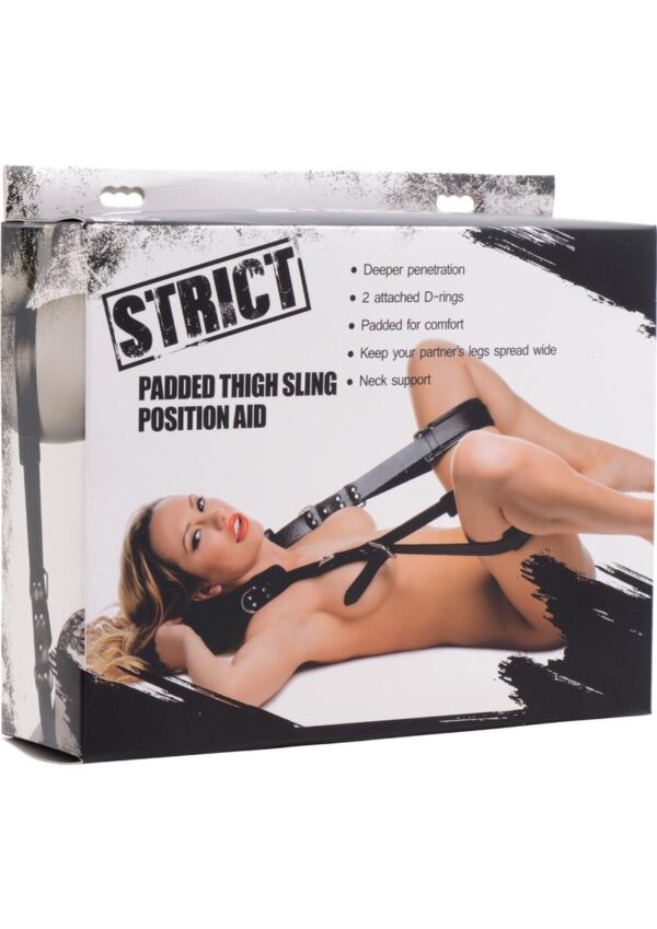 this positioning aid pulls your play things legs back with ease to allow you greater access than ever before. Each side adjusts so that you can customize the experience to your sexual desires. The neck support will also allow your lover to have a more comfortable scope of the show as they watch you do your thing! Two D-rings located behind the neck area give you the option of attaching your own cuffs to turn your love-making into a naughty bondage experience!Measurements: 86 inches in total length.Thigh cuffs adjust from 21 to 28 inches in circumference. Material:andnbsp;PU Leather