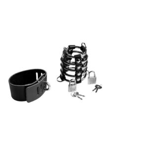 the rings will dig into your cock painfully! Two adjustable leather straps lock onto the cage