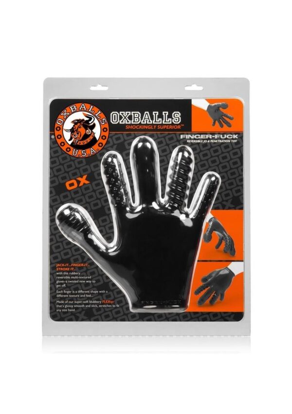 Oxballs Finger Fuck Textured Glove - Black - Image 2