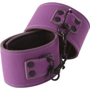 Awaken your desires and delve into the realm of LUST. Meticulously constructed restraints designed to bind your pleasures with an exquisite offering of purple bondage wear. LUST is a collection of wrist and ankle cuffs