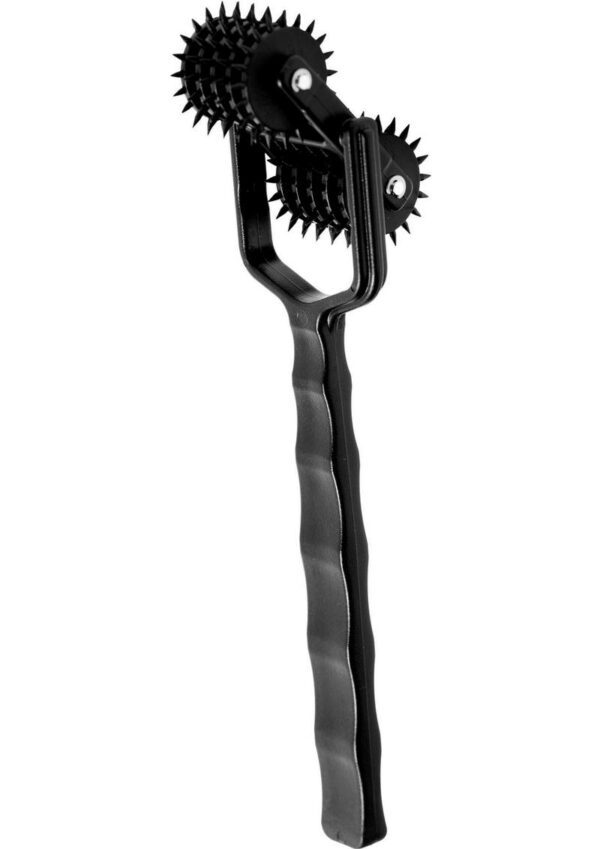 Experience a light side of BDSM with a unique pinwheel with 10 rows of sensation spikes! Dual wheels spin 360 degrees