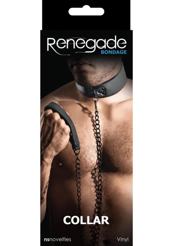 Renegade Bondage Collar Vinyl and Metal - Black - Image 2
