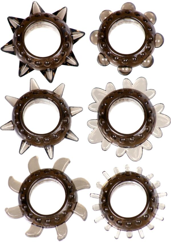 This super stretchy set of 6 Linx Tickler cock rings features an assorted range of rings with unique designs that stimulate where it counts for incredible intensity. These rings keep him firmer for longer and intensify his orgasm for maximum pleasure. They also stimulate his partner with a range of spikes
