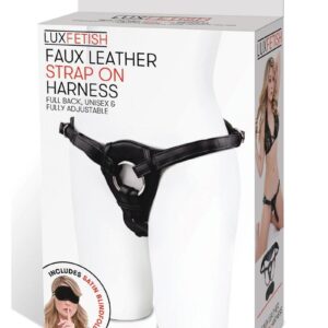 supple leather harness can accommodate any dildo with a flared base