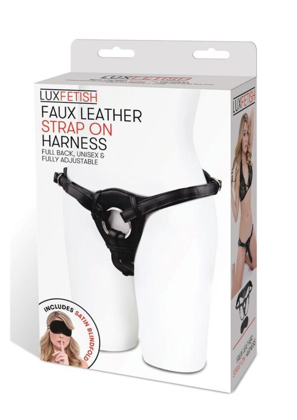 supple leather harness can accommodate any dildo with a flared base