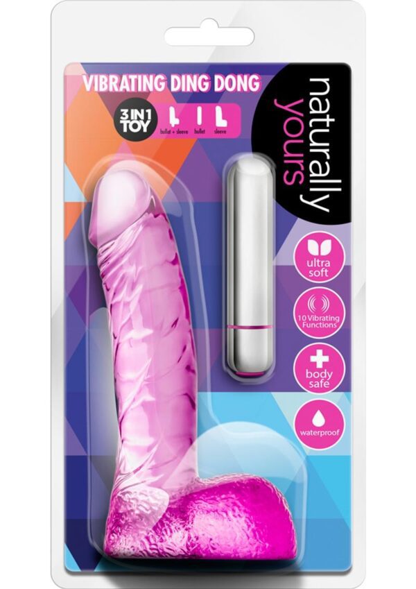 Naturally Yours Vibrating Ding Dong Dildo 6.5in - Pink - Image 2