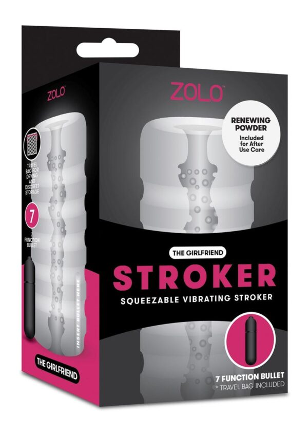 ZOLO The Girlfriend Stroker Squeezable Vibrating Masturbator with Bullet - Clear - Image 2