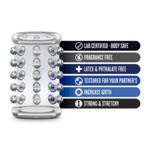 and stays in place. Measures 2 Length x 1.4 Width. Comfortably stretches up to 3 Wide. Maximum stretch to 5 Width. Lab tested body safe. Silicone