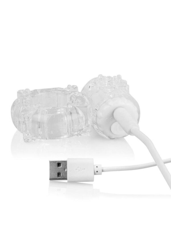 Charged BigO Rechargeable Vibrating Cock Ring - Clear - Image 3