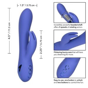 right where you left off.  - 3 speeds offer a powerful sensual experience. Enjoy peak stimulation and the ultimate in gratification.  - 10 exciting functions are designed for the ultimate in sensual pleasure and the peak of gratifications.    Dimensions:  Shaft:  4.5 x 1.5 in.  Stimulator:  2.25 x 1 in.