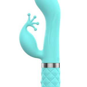 Kinky from Pillow Talk is a dual motor vibrator that is specially designed for clitoral and g-spot stimulation simultaneously. It has four crown- like tips that have been designed keeping in mind some major pleasure points. The elegantly arched body of this rechargeable vibrator with contoured lines on either side targets the G-spot and the curved clitoral arm works on the most sensitive areas to give pleasure. The cushioned texture of this vibrator`s handle makes it easy to hold and the Swarovski crystal bedazzles this luxurious sex toy. Key Features:  Two vibrating motors Super silky high-grade silicone finish Deep and rumbly PowerBullet vibrations Designed with simple elegance for your pleasure Incremental speed control for precise power Rechargeable for cordless play Flexible for optimal G-spot stimulation Comfortable cushion textured grip Runtime: Up to 1.3 hours Charge time: 3 hours A special white