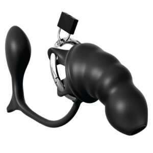leaving his shaft locked inside the breathable silicone sleeve. With unparalleled comfort
