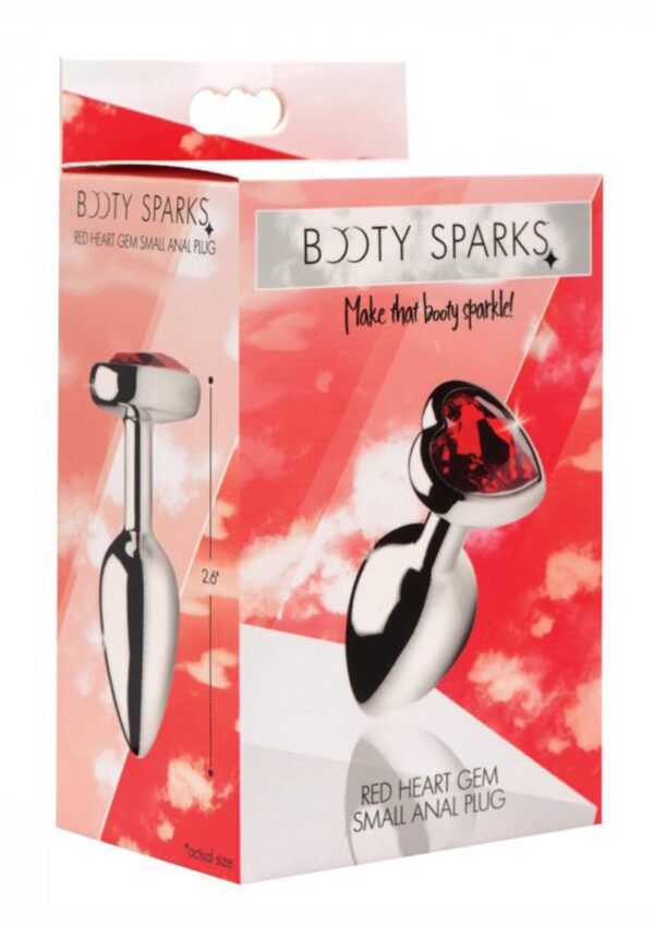 it features a sweet heart shaped gem in a deep crimson red. The slim shaft will keep it from slipping out of place even during vigorous play. You will want to show off your new sparkling booty as you bend over and tease your lover. The nickel free aluminum alloy is nicely weighted and temperature sensitive for the perfect amount of sensation. When play is over