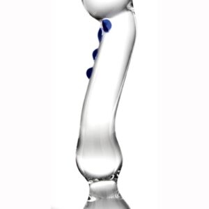 The Curved G-Spot Glass Dildo is a handcrafted adult toy with a subtle bend in its shaft to increase pleasure during sensual exploration. The bottom of the product is built for ultimate G-Spot stimulation