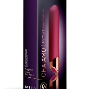 highly powerful and crafted to absolute perfection Chaiamo has been exquisitely designed to drive you to the ultimate climax. Lose yourself in sublime sensory pleasure as Chaiamo sends strong and deep sensual vibrations throughout your body whilst targeting your pleasure zones with intense sensations. Prepare to experience your most unforgettable orgasm.   Sensory velvet touch body safe silicone 10 highly powerful vibration and pulsation levels Tapered tip for precision stimulation 100 % fully waterproof USB magnetic charge 3 hours charge time for up to 3 hours of pleasure 3 secs turn on/off
