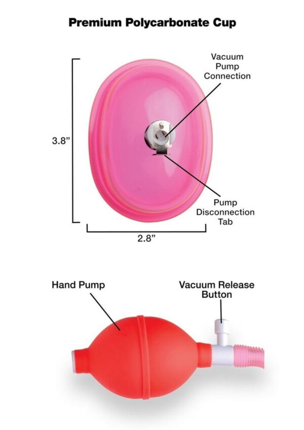 the airlock release system holds pressure even when you remove the pump and tube from the cylinder.Measurement: Cup is 3.85 inches in length
