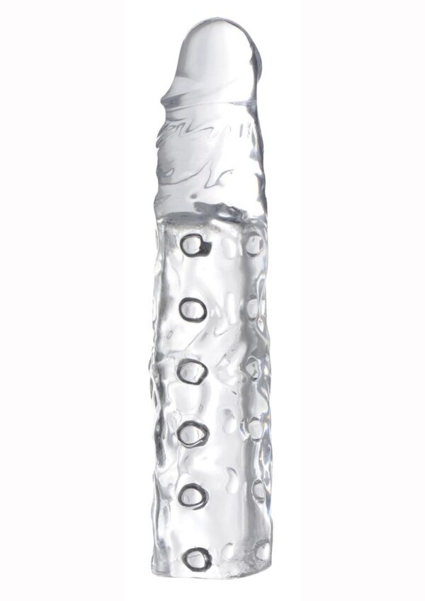 Gain three inches of solid length and about an inch of girth with this penis enhancing sleeve! The firm