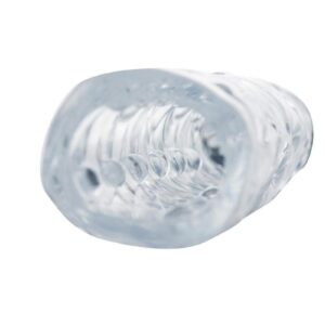 with a bold head and bulging veins all down the shaft. Just lube up and shove your dick inside to give your partner a new sensation to try out during sex! The solid 3 inch tip is followed by a hollow interior that allows for a snug and secure fit. You will love the huge nubs massaging your member on the inside. Create a custom fit by trimming the bottom of the sleeve to the perfect size! This material is compatible with silicone and water-based lubricants. Use warm water and mild soap or a toy cleaner to clean after use.Measurements: 8.5 inches in total length