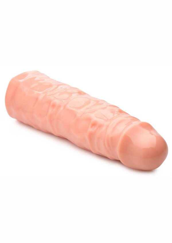 Gain three inches of solid length and about an inch of girth with this penis enhancing sleeve! The firm