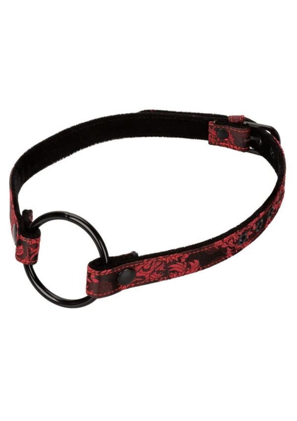 Large open-mouth gag   Adjustable buckle closure with 2 interchangeable rings;  1 Nickel-Free Iron and 1 Silicone   Soft and plushy on one side